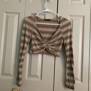 Striped Long Sleeve Crop Top